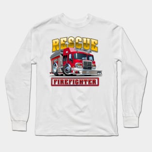 Cartoon Fire Truck Long Sleeve T-Shirt